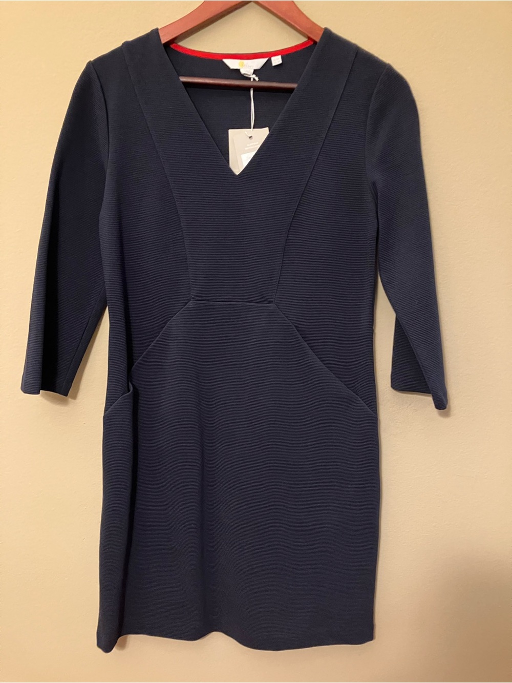 Boden Navy V-Neck Long Sleeve Sheath Dress